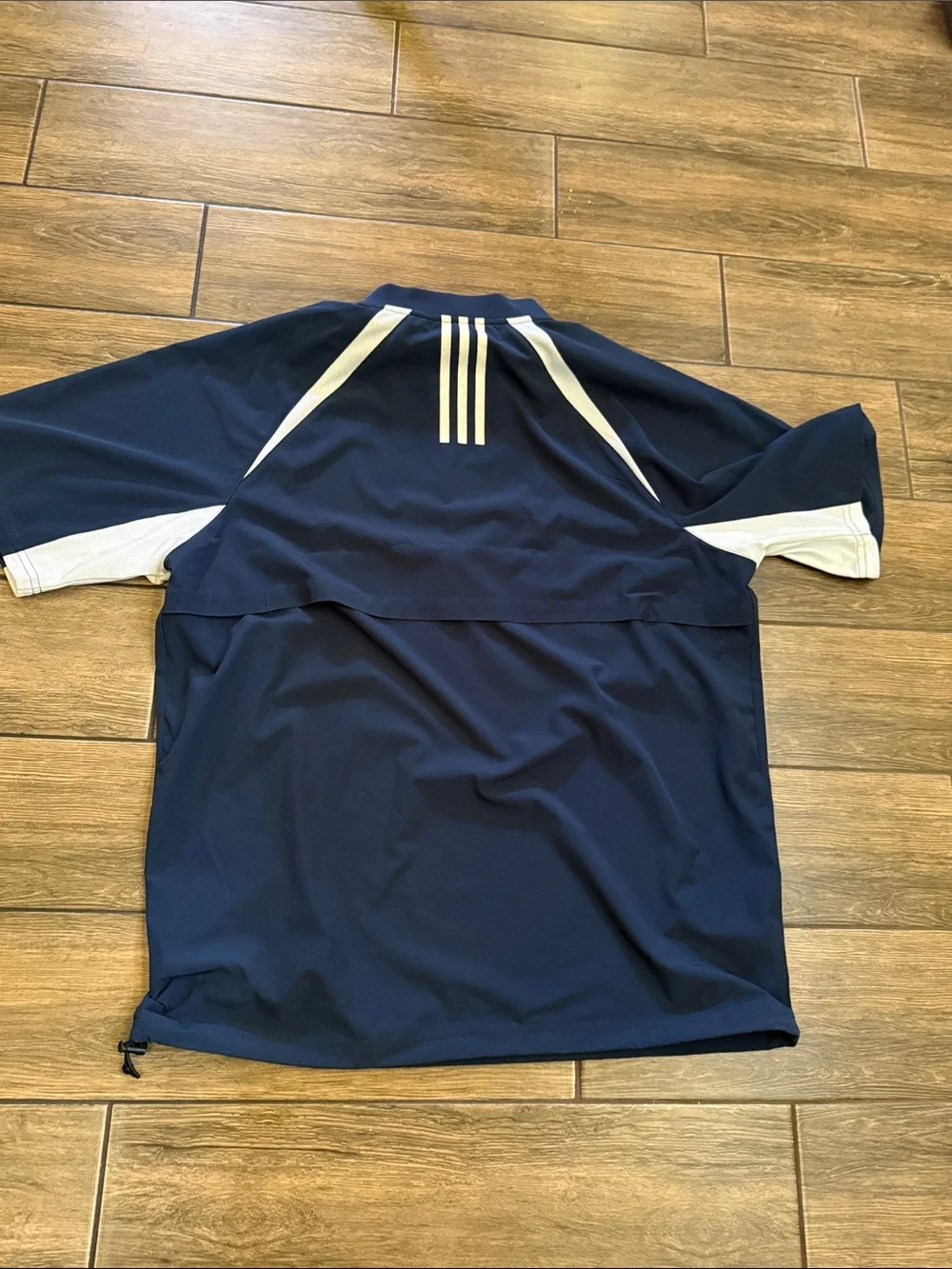 ADIDAS 1/4 Zip Batting Jacket Mens Shirt Triple Stripe Vented Short Sleeve USA M